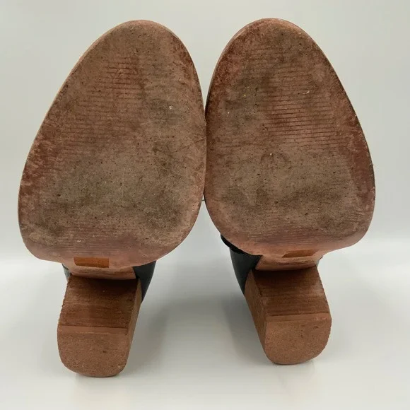 Madewell The Billie Boot Black Leather Block Heel Ankle Booties G8025 Womens 9 - Picture 6 of 8